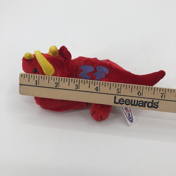 Mary Meyer Red Triceratops Dinosaur Finger Puppet Plush Stuffed Animal Velour 7" - Picture 10 of 12